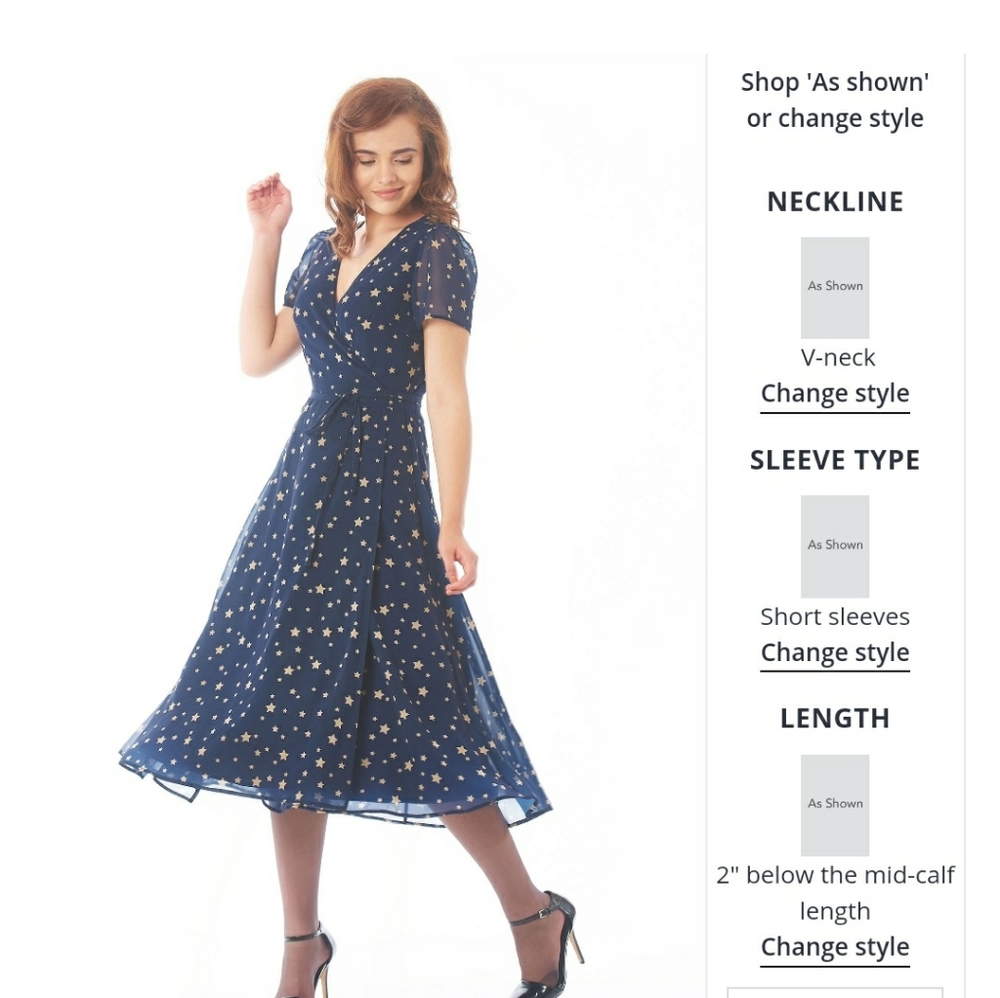 Star Print Georgette Midi Wrap Dress Eshakti Dreamy Summer Dress